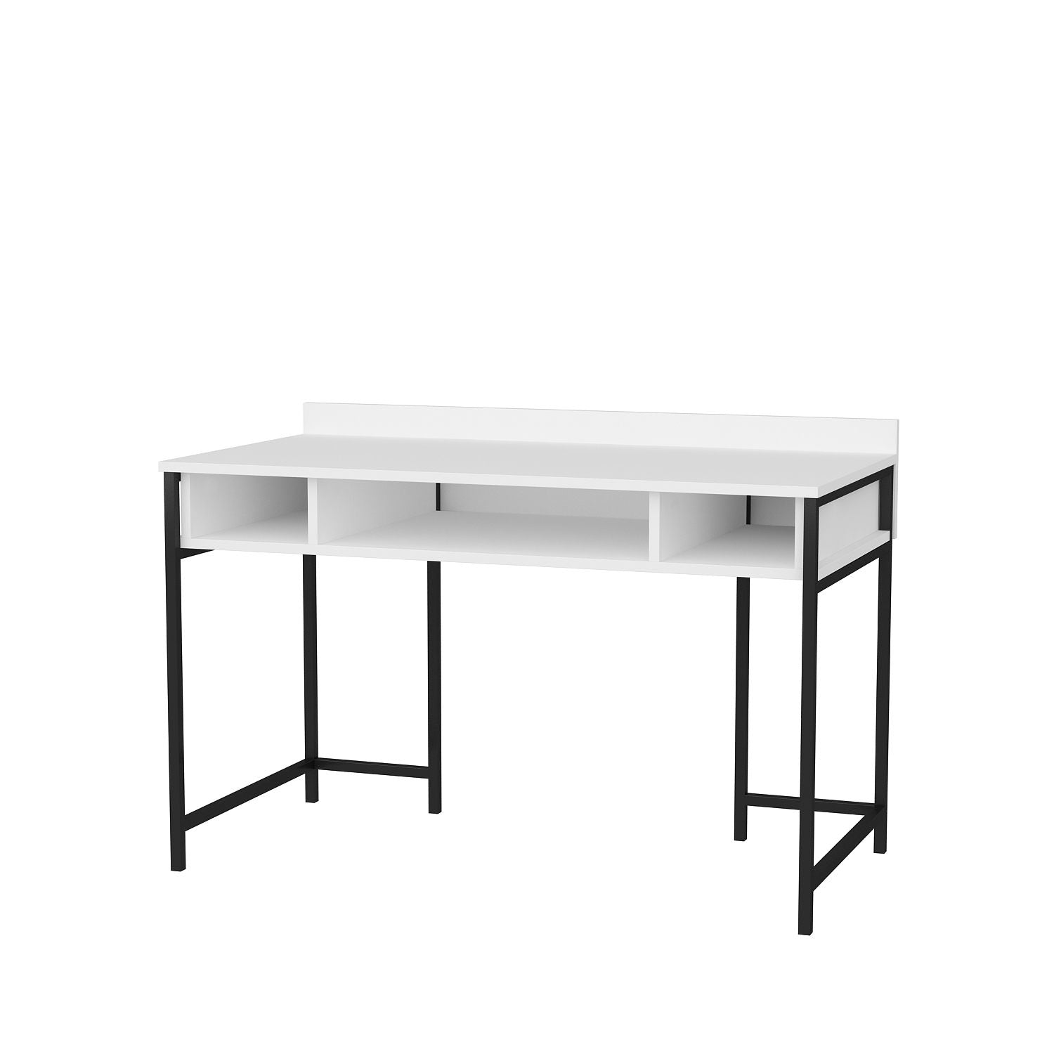 Secretária de Estudo/Escritório Moderna, Preta e Branca, 120 x 60 x 74,8 cm | Painel de Partículas 100% Revestido em Melamina, 18 mm de Espessura | Elegante e Funcional para Uso Doméstico ou Hoteleiro