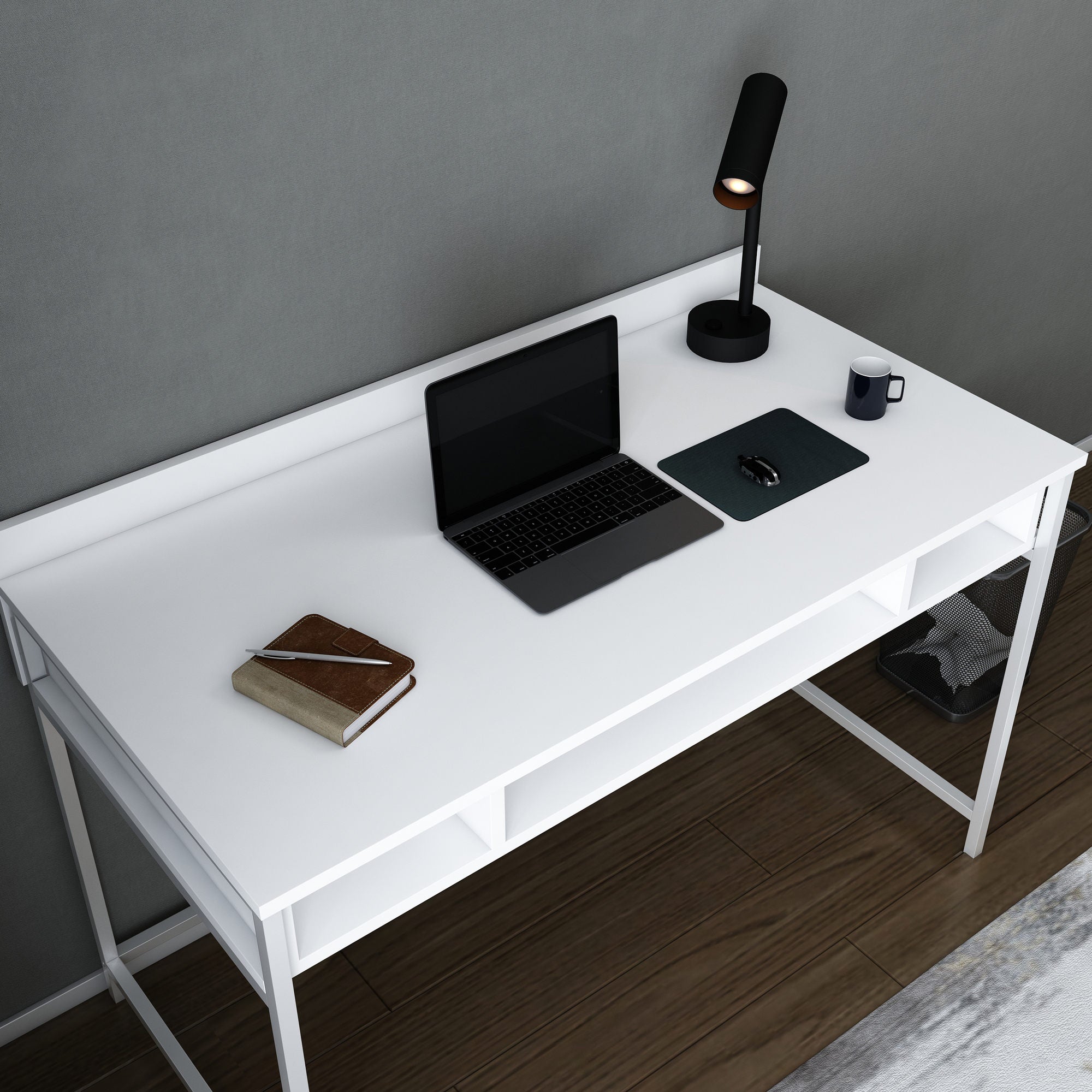 Secretária de Estudo/Escritório Moderna, Branca, 120 x 60 x 74,8 cm | Painel de Partículas 100% Revestido em Melamina, 18 mm de Espessura | Elegante e Funcional para Uso Doméstico ou Hoteleiro