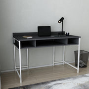 Secretária de Estudo/Escritório Moderna, Branca e Antracite, 120 x 60 x 74,8 cm | Painel de Partículas 100% Revestido em Melamina, 18 mm de Espessura | Elegante e Funcional para Casa ou Hotel