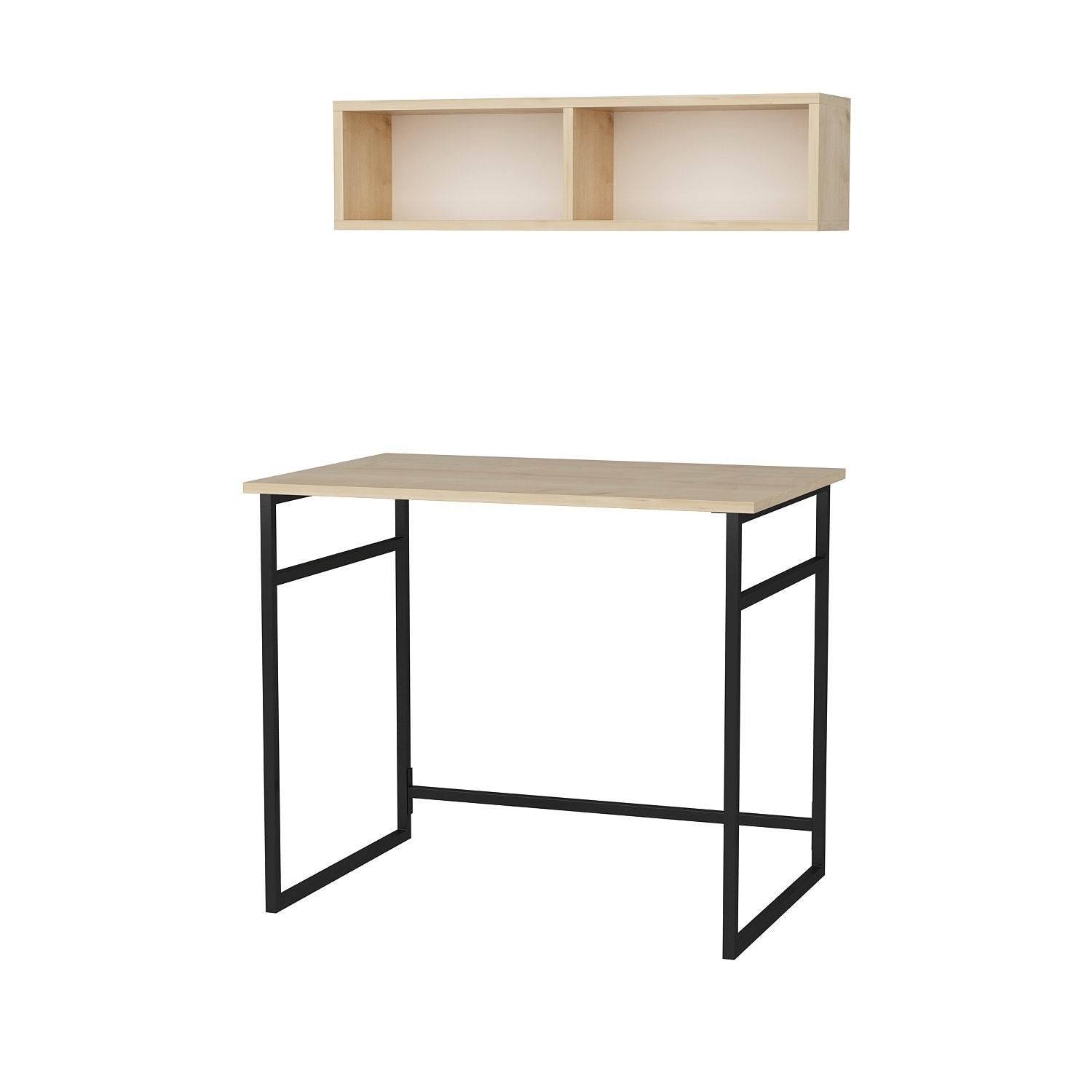 Secretária de Estudo/Escritório Moderna, Preta e Carvalho, 90 x 60 x 75 cm | Painel de Partículas 100% Revestido em Melamina, 18 mm de Espessura | Elegante e Funcional para Casa ou Escritório