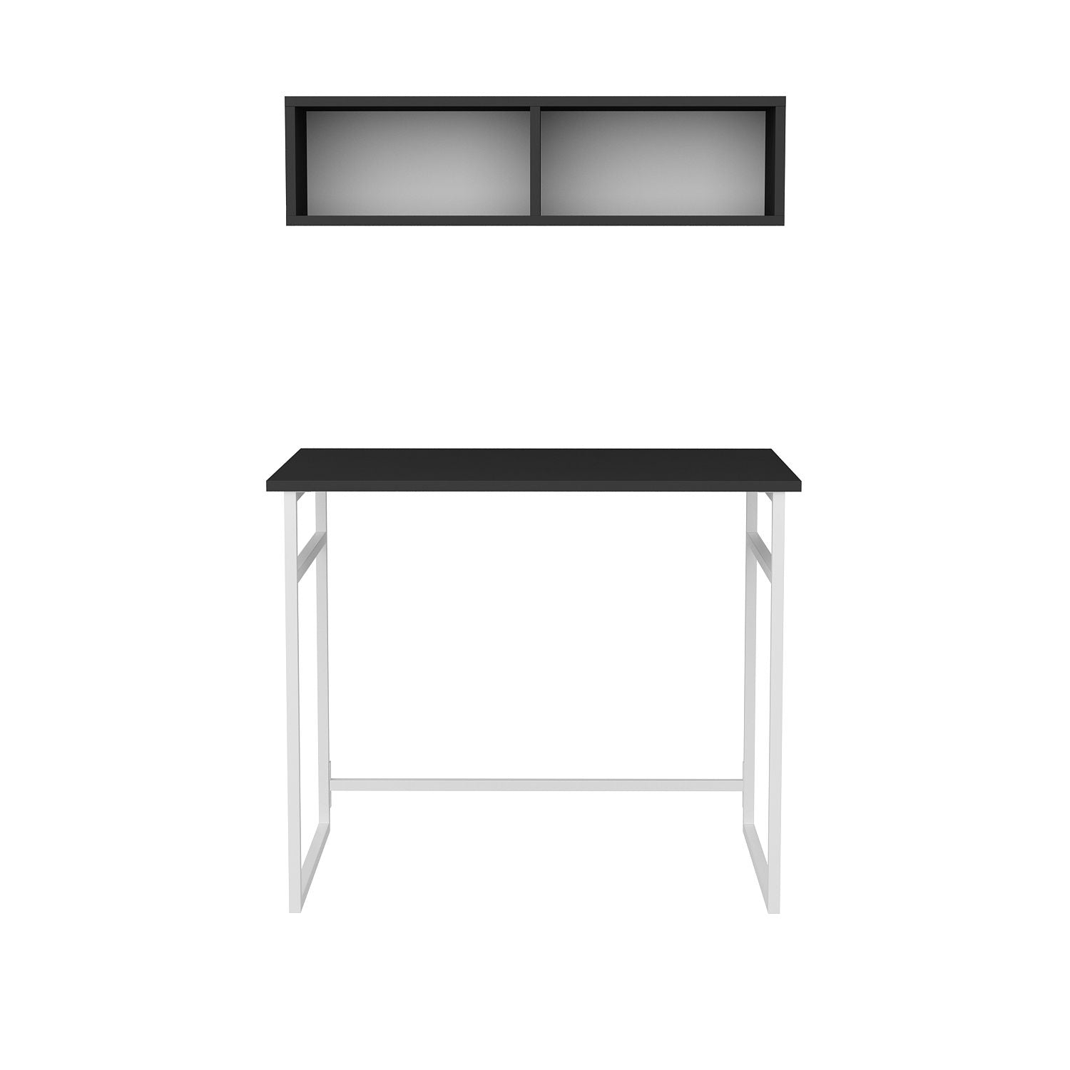 Secretária de Estudo/Escritório Moderna, Branca e Antracite, 90 x 60 x 75 cm | Painel de Partículas 100% Revestido em Melamina, 18 mm de Espessura | Elegante e Funcional para Uso Doméstico ou Hoteleiro