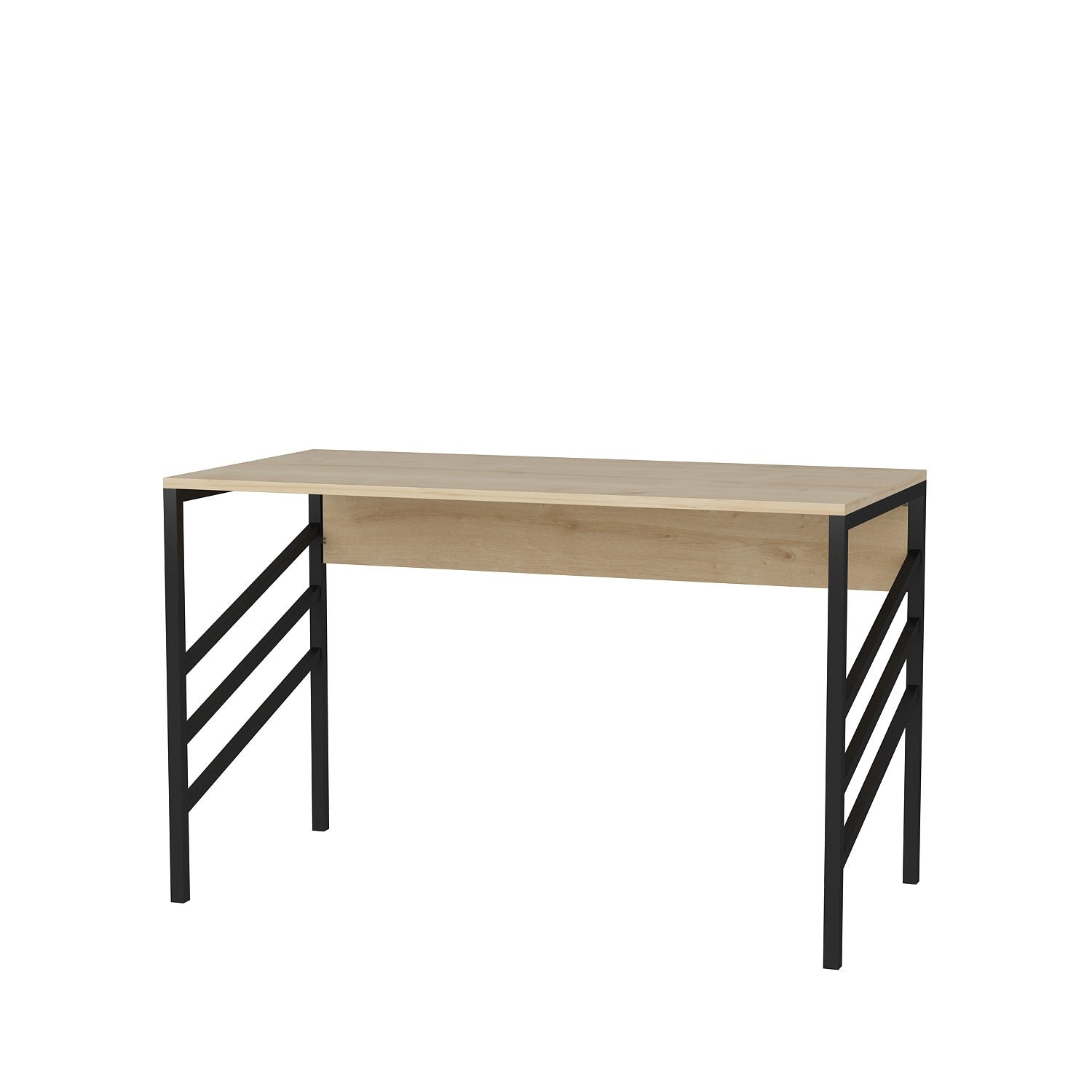 Secretária de Estudo/Escritório Moderna, Preta e Carvalho, 120 x 60 x 74,8 cm | Painel de Partículas 100% Revestido em Melamina, 18 mm de Espessura | Elegante e Funcional para Casa ou Escritório