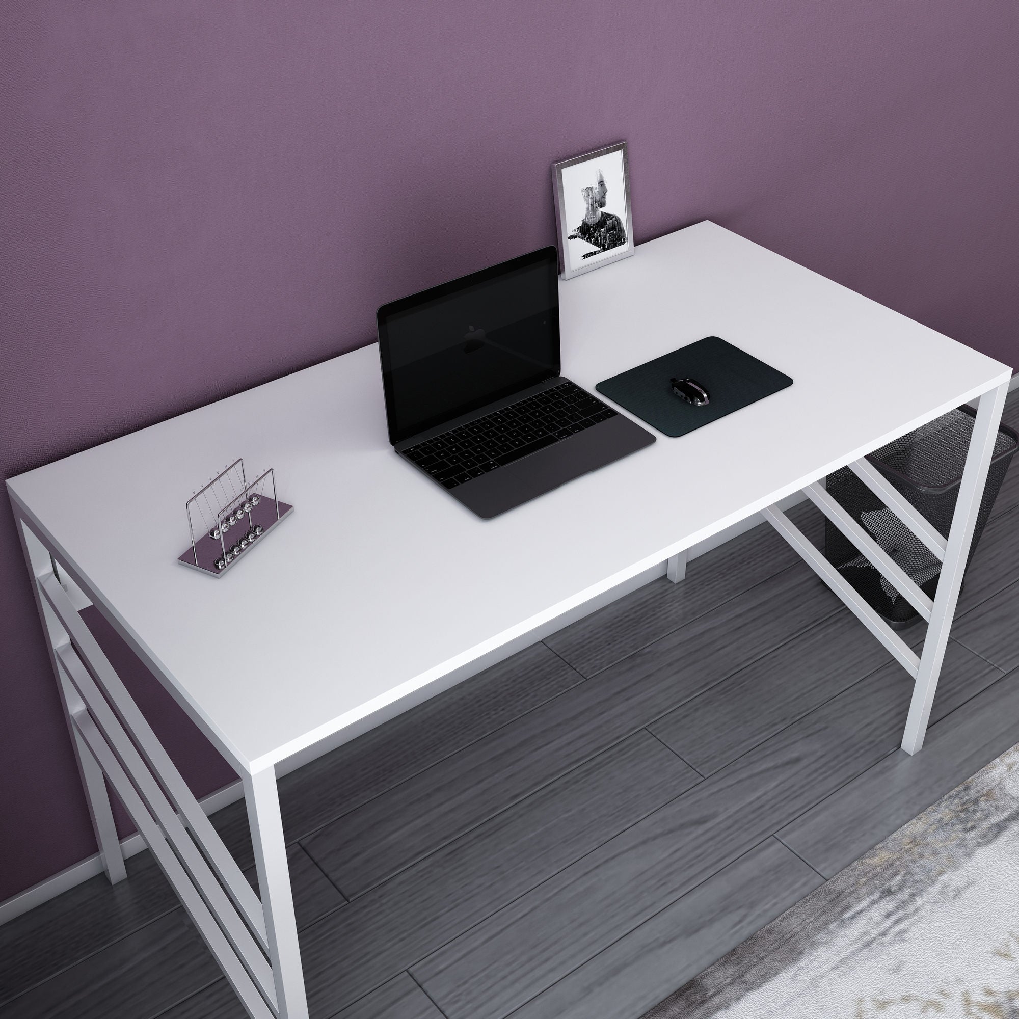 Secretária de Estudo/Escritório Moderna, Branca, 120 x 60 x 74,8 cm | Painel de Partículas 100% Revestido em Melamina, 18 mm de Espessura | Elegante e Funcional para Uso Doméstico ou Hoteleiro