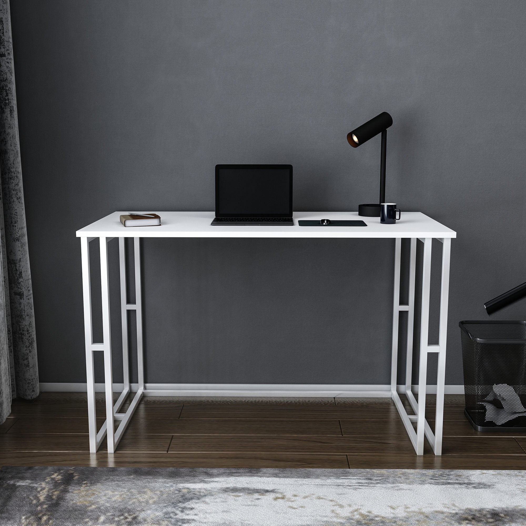 Secretária de Estudo/Escritório Moderna, Branca, 120 x 60 x 74,8 cm | Painel de Partículas 100% Revestido em Melamina, 18 mm de Espessura | Elegante e Funcional para Uso Doméstico ou Hoteleiro
