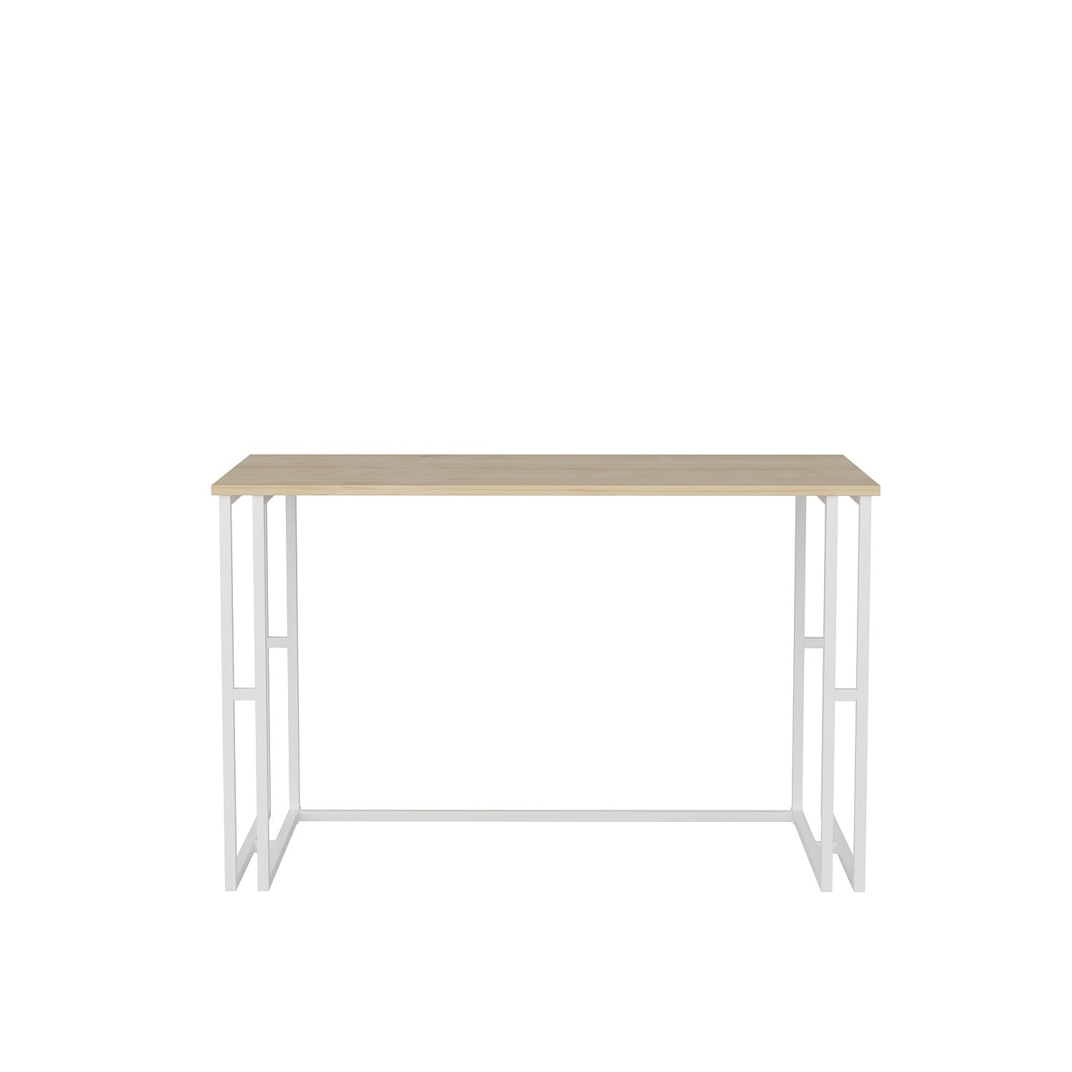 Secretária de Estudo/Escritório Moderna, Branca e Carvalho, 120 x 60 x 74,8 cm | Painel de Partículas 100% Revestido em Melamina, 18 mm de Espessura | Elegante e Funcional para Uso Doméstico ou Hoteleiro