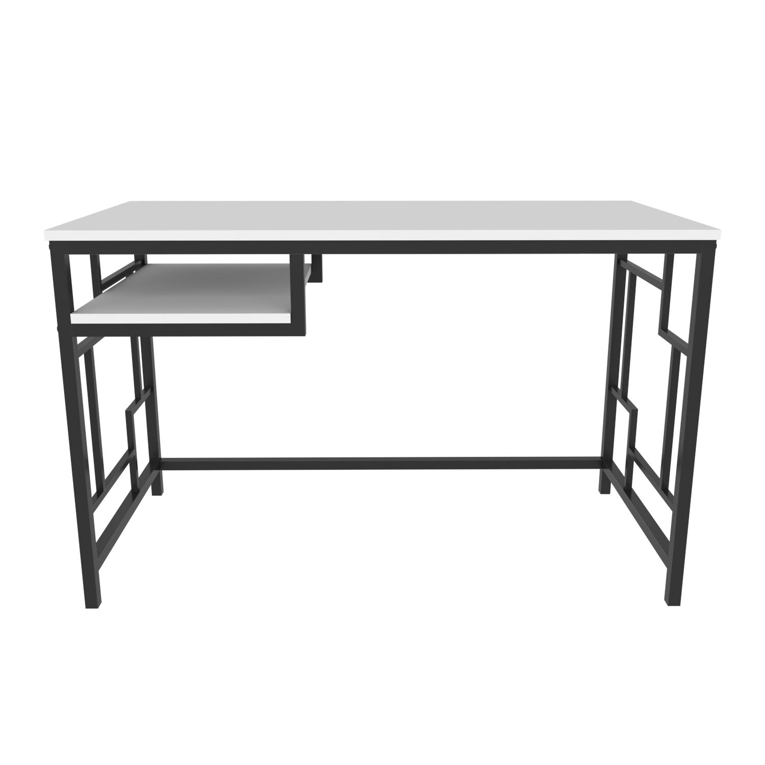 Secretária de Estudo/Escritório Moderna, Preta e Branca, 120 x 60 x 74,8 cm | Painel de Partículas 100% Revestido em Melamina, 18 mm de Espessura | Elegante e Funcional para Uso Doméstico ou Hoteleiro