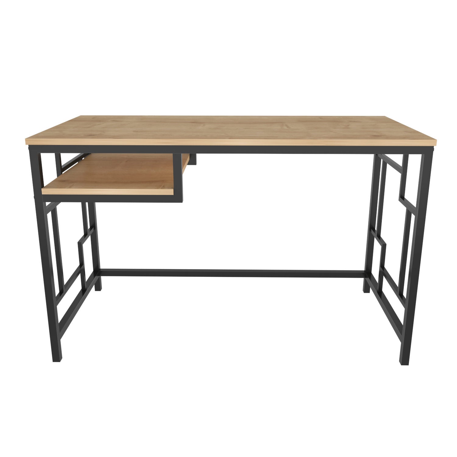 Secretária de Estudo/Escritório Moderna, Preta e Carvalho, 120 x 60 x 74,8 cm | Painel de Partículas 100% Revestido em Melamina, 18 mm de Espessura | Elegante e Funcional para Casa ou Escritório