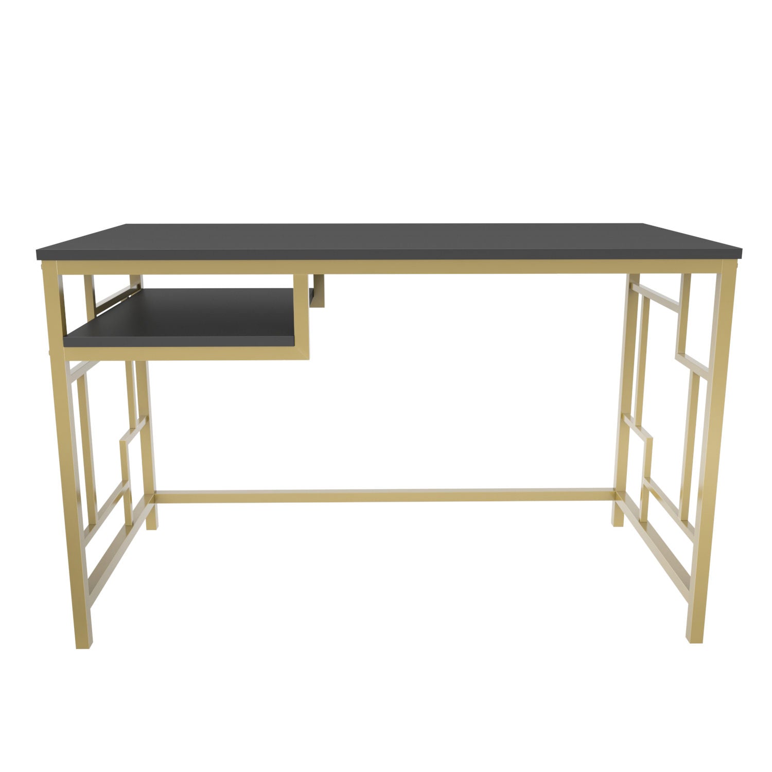 Secretária de Estudo/Escritório Moderna, Dourado e Antracite, 120 x 60 x 74,8 cm | Painel de Partículas 100% Revestido em Melamina, 18 mm de Espessura | Design Glamouroso para Casa e Escritório