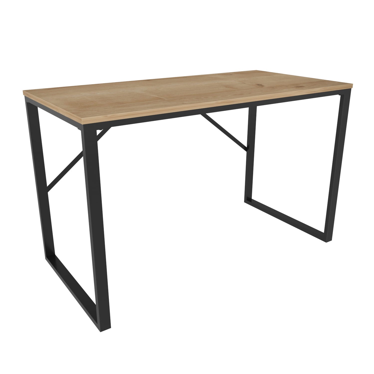 Secretária de Estudo/Escritório Moderna, Preta e Carvalho, 120 x 60 x 74 cm | Painel de Partículas 100% Revestido em Melamina, 18 mm de Espessura | Elegante e Funcional para Casa ou Escritório