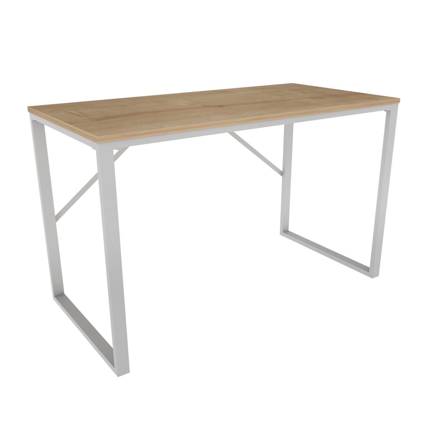 Secretária de Estudo/Escritório Moderna, Branca e Carvalho, 120 x 60 x 74 cm | Painel de Partículas 100% Revestido em Melamina, 18 mm de Espessura | Design Escandinavo Elegante para Casa e Escritório