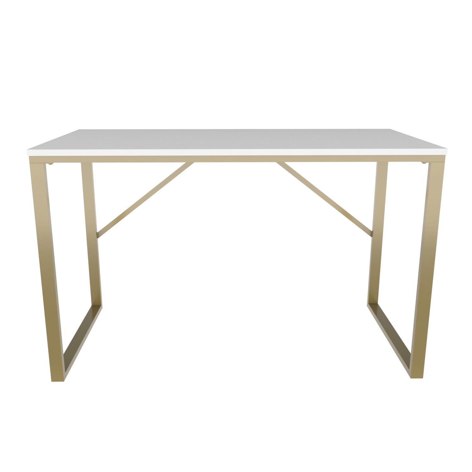 Secretária de Estudo/Escritório Moderna, Dourada e Branca, 120 x 60 x 74 cm | Painel de Partículas 100% Revestido em Melamina, 18 mm de Espessura | Design Elegante e Glamouroso para Escritório em Casa