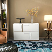 Aparador Moderno, Branco e Nogueira, 120 x 45 x 81,6 cm | Painel de Partículas 100% Revestido em Melamina, 18 mm de Espessura | Elegante e Funcional para Decoração de Casa