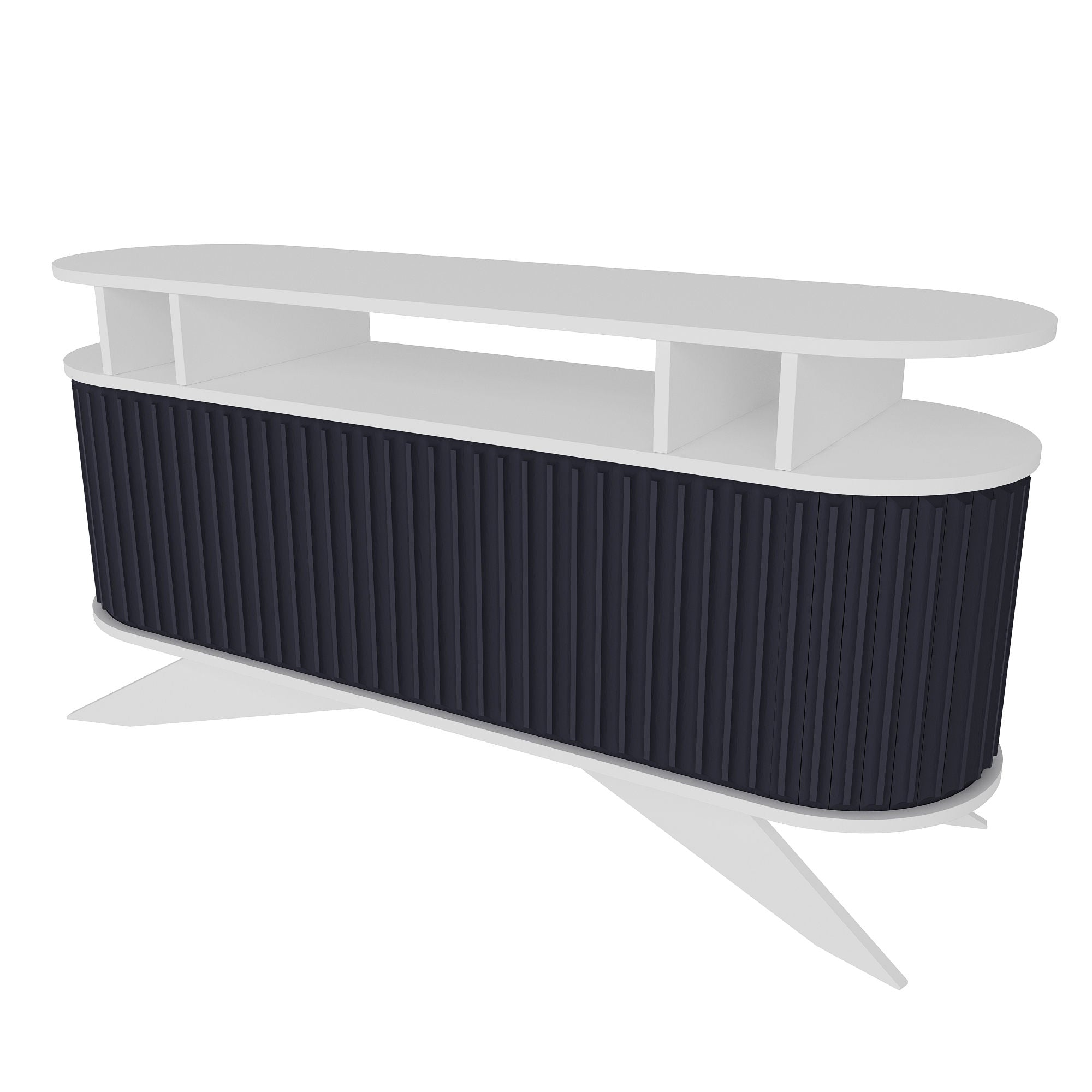 Aparador moderno, 150 cm, branco e antracite | Painel de partículas 100% revestido em melamina, 18 mm de espessura | Solução de armazenamento elegante para espaços contemporâneos