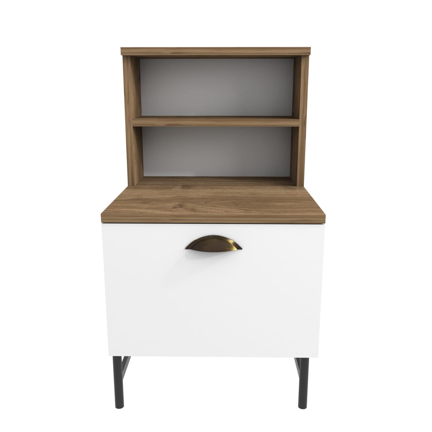 Mesa de Cabeceira Escandinava, Nogueira e Branco, 45 x 83 x 22,5 cm | Painel de Partículas 100% Revestido com Melamina, 18 mm de Espessura | Solução de Armazenamento Elegante e Funcional