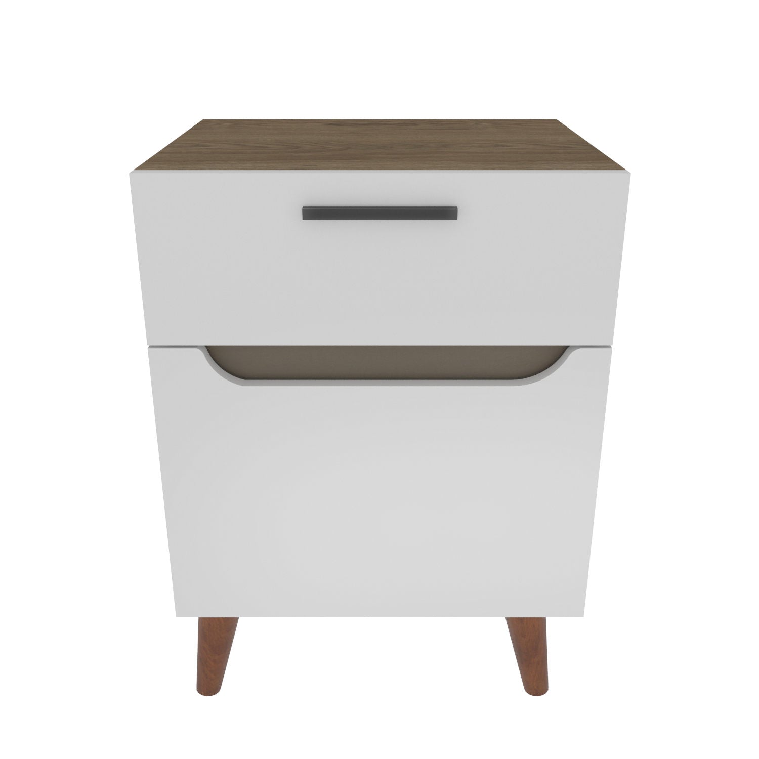 Mesa de Cabeceira Escandinava, Branca e Carvalho, 45 x 36,8 x 63 cm | Painel de Partículas 100% Revestido em Melamina, 18 mm de Espessura | Elegante e Funcional para Quartos Modernos
