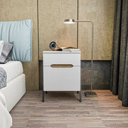 Mesa de Cabeceira Escandinava, Nogueira e Branco, 45 x 38 x 63,5 cm | Painel de Partículas 100% Revestido em Melamina, 18 mm de Espessura | Elegante e Funcional para Quartos Modernos