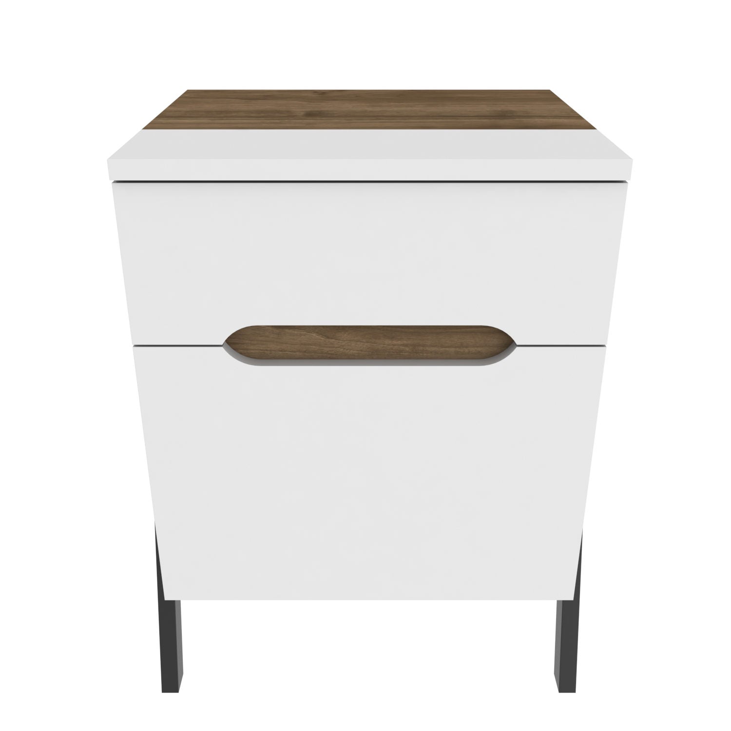 Mesa de Cabeceira Escandinava, Nogueira e Branco, 45 x 38 x 63,5 cm | Painel de Partículas 100% Revestido em Melamina, 18 mm de Espessura | Elegante e Funcional para Quartos Modernos