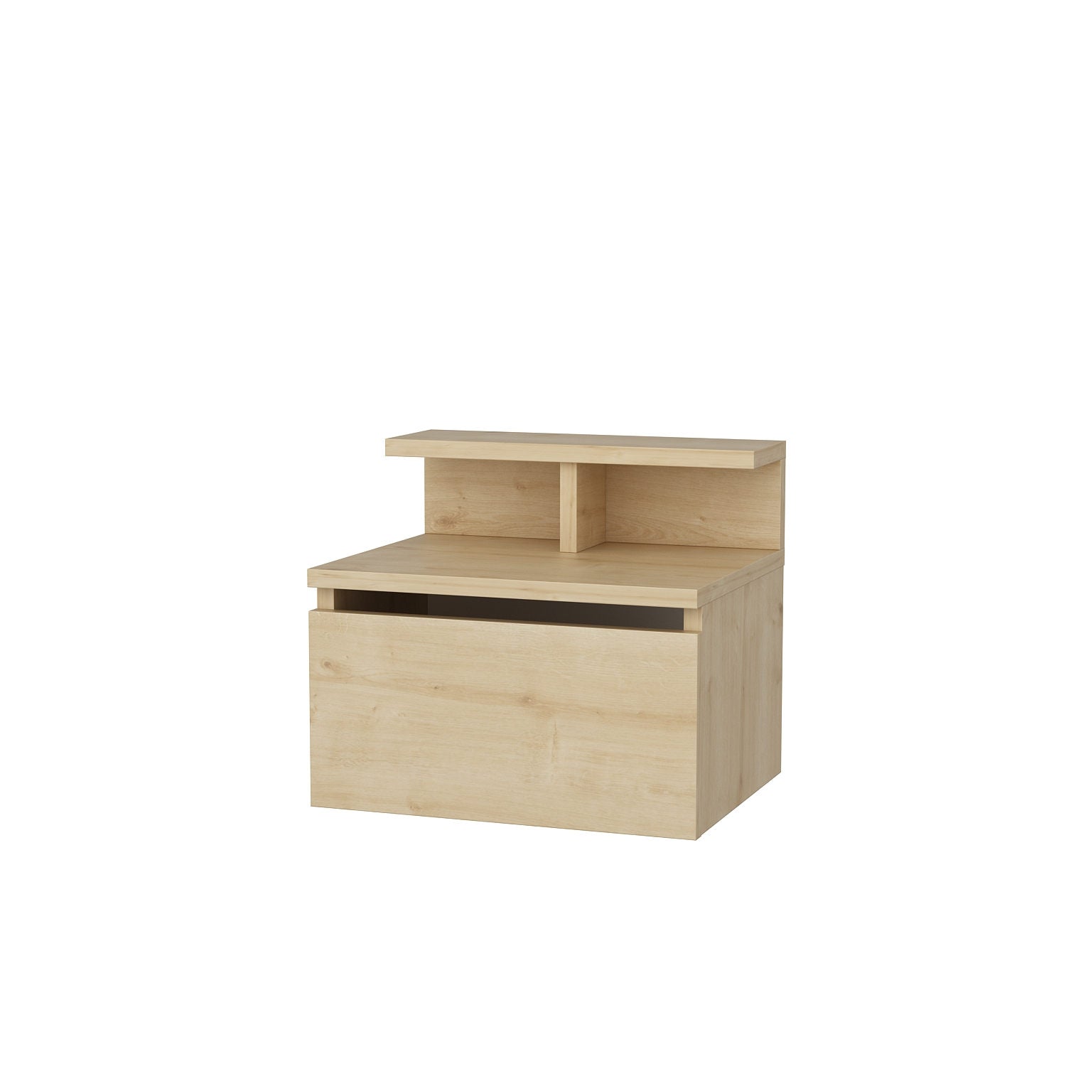 Mesa de Cabeceira em Carvalho Escandinavo, 39,8 x 31,9 x 35 cm | Painel de Partículas 100% Revestido em Melamina, 18 mm de Espessura | Elegante e Funcional para Decoração de Hotéis e Cabanas