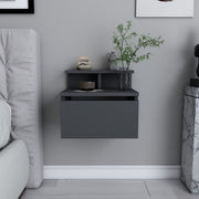 Mesa de Cabeceira Escandinava, Antracite, 39,8 x 31,9 x 35 cm | Painel de Partículas 100% Revestido em Melamina, 18 mm de Espessura | Elegante e Funcional para Quartos Modernos