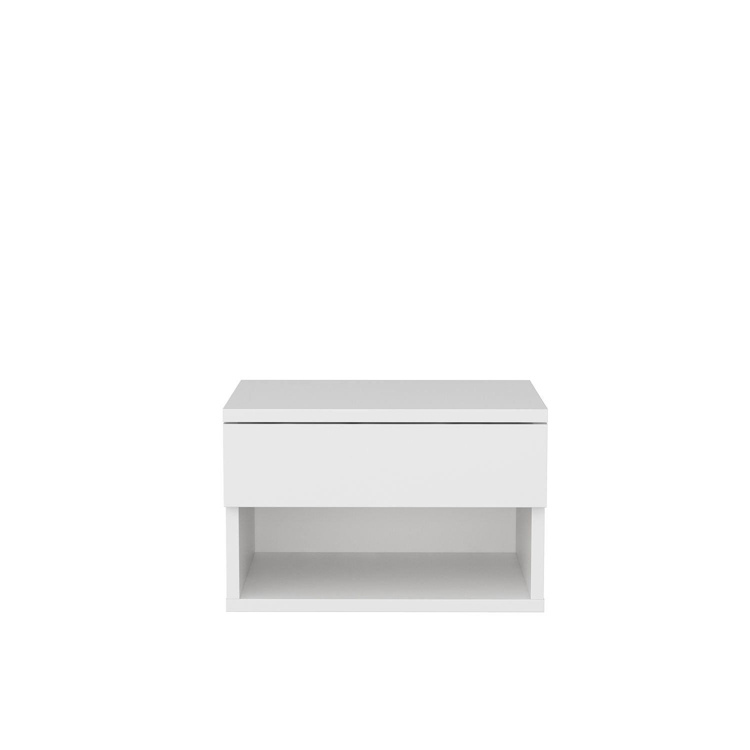 Mesa de Cabeceira Escandinava Branca, 44,6 x 29 x 31,9 cm | Painel de Partículas 100% Revestido com Melamina, 18 mm de Espessura | Design Elegante para Decoração Moderna de Hotéis e Casas