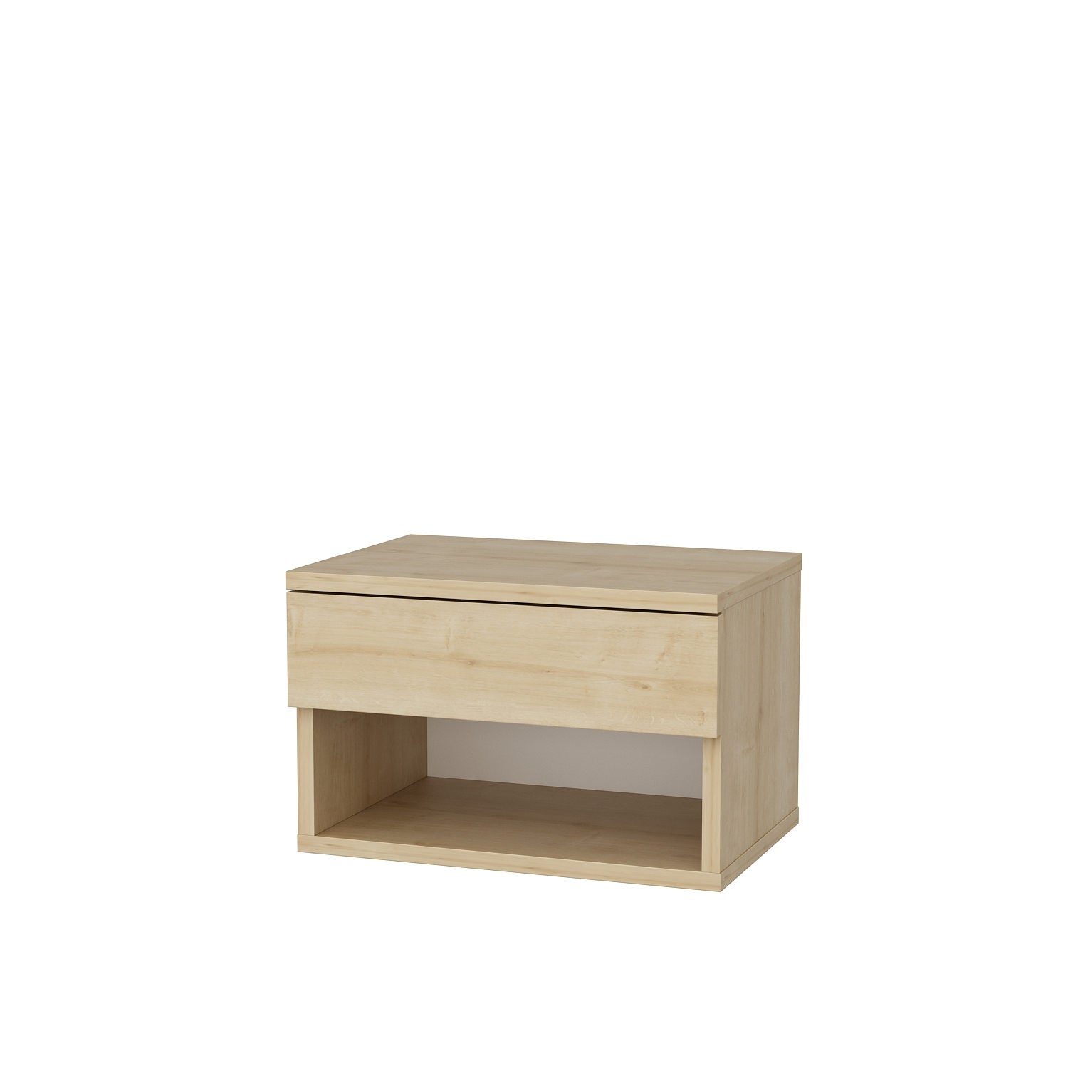Mesa de Cabeceira em Carvalho Escandinavo, 44,6 x 29 x 31,9 cm | Painel de Partículas 100% Revestido em Melamina, 18 mm de Espessura | Elegante e Funcional para Decoração de Hotéis e Cabanas