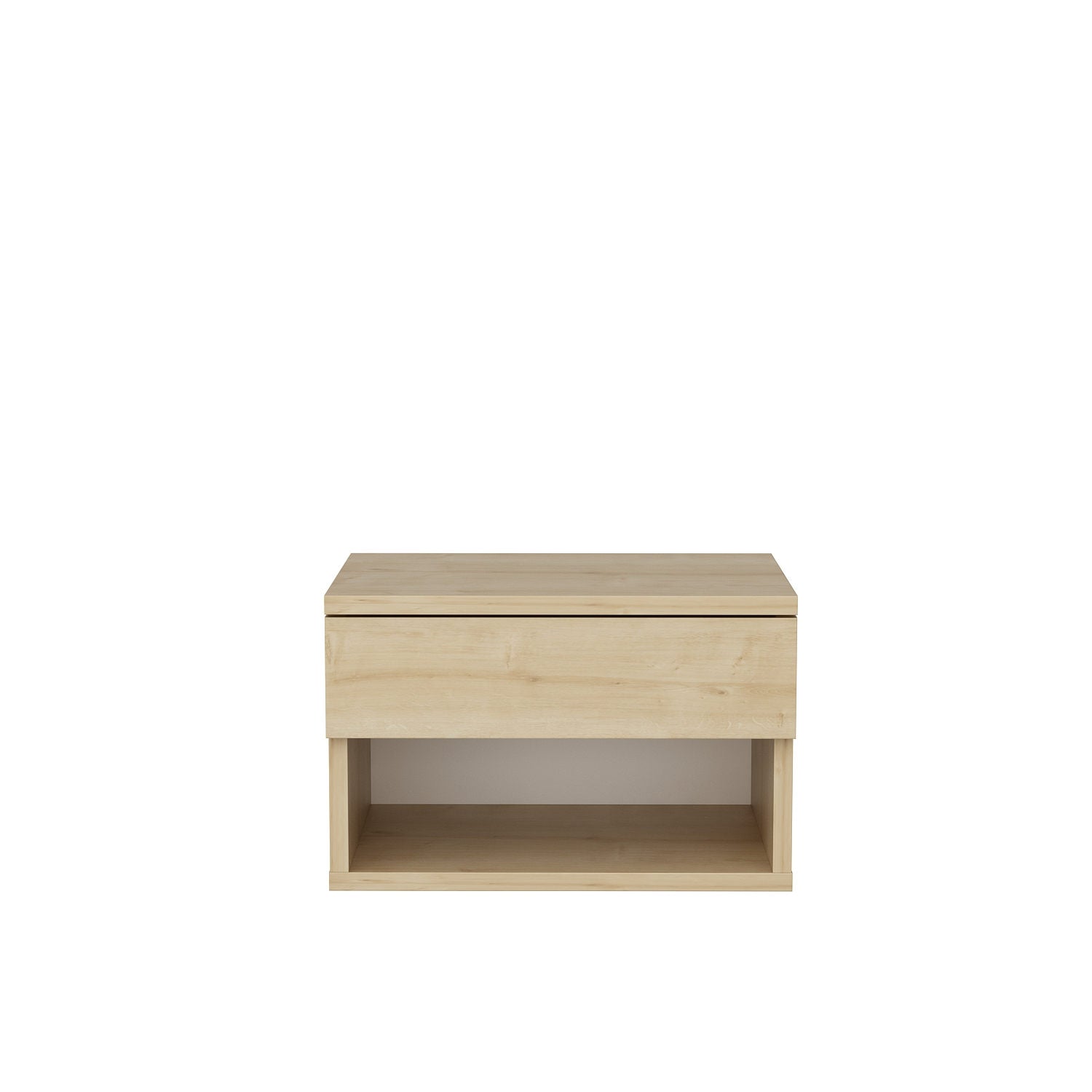 Mesa de Cabeceira em Carvalho Escandinavo, 44,6 x 29 x 31,9 cm | Painel de Partículas 100% Revestido em Melamina, 18 mm de Espessura | Elegante e Funcional para Decoração de Hotéis e Cabanas