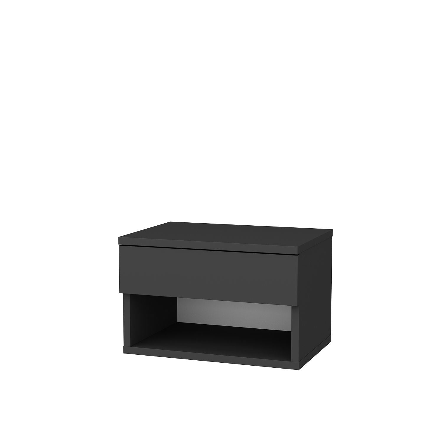 Mesa de Cabeceira Escandinava, Antracite, 44,6 x 29 x 31,9 cm | Painel de Partículas 100% Revestido em Melamina, 18 mm de Espessura | Elegante e Funcional para Quartos Modernos