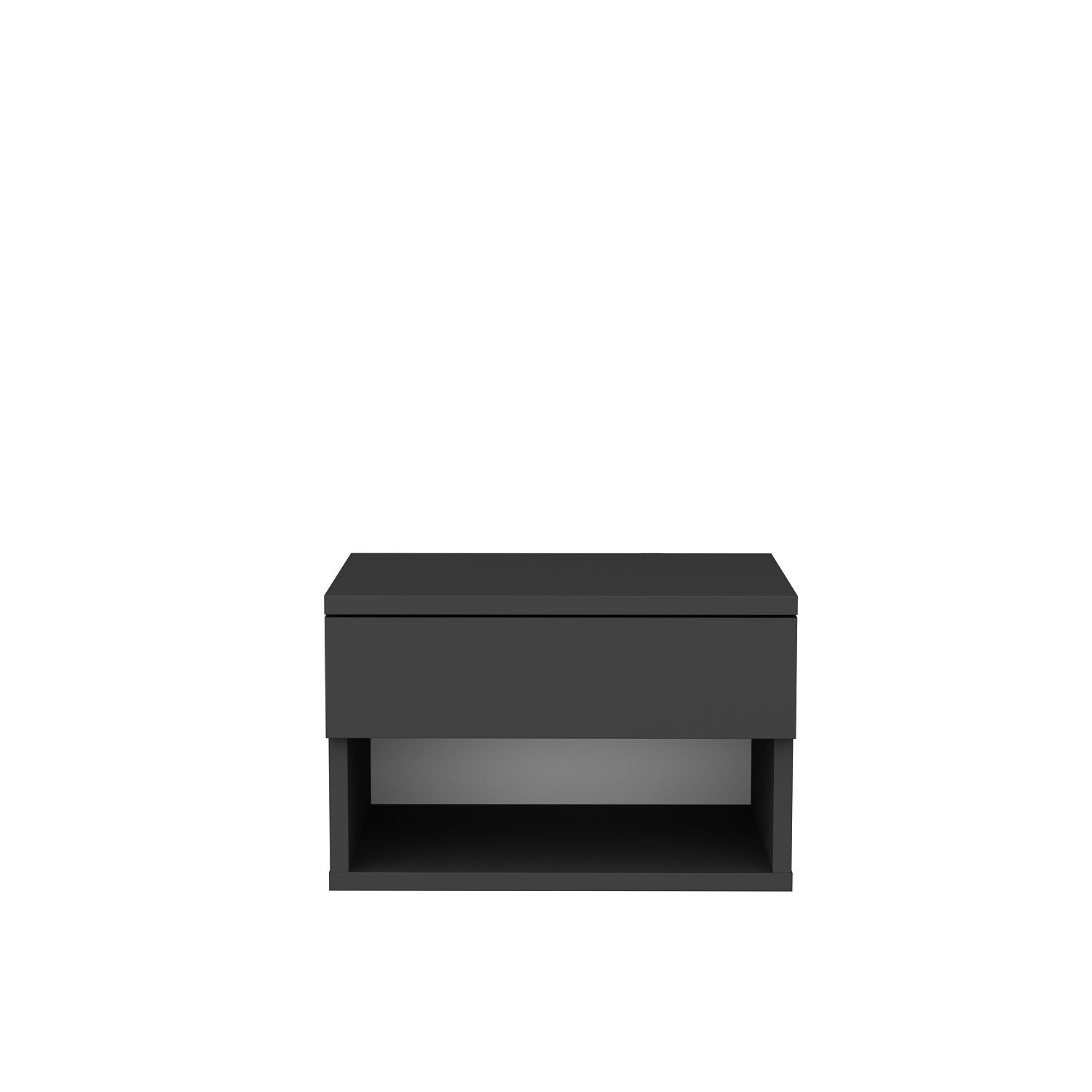 Mesa de Cabeceira Escandinava, Antracite, 44,6 x 29 x 31,9 cm | Painel de Partículas 100% Revestido em Melamina, 18 mm de Espessura | Elegante e Funcional para Quartos Modernos