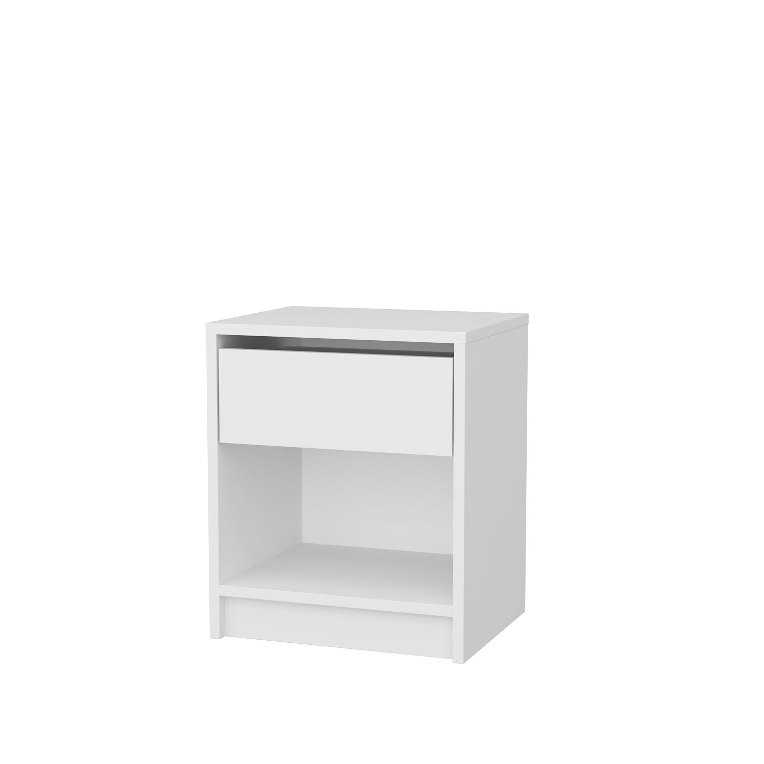 Mesa de Cabeceira Escandinava Branca, 44,6 x 35,9 x 52,8 cm | Painel de Partículas 100% Revestido em Melamina, 18 mm de Espessura | Elegante e Funcional para Quartos Modernos