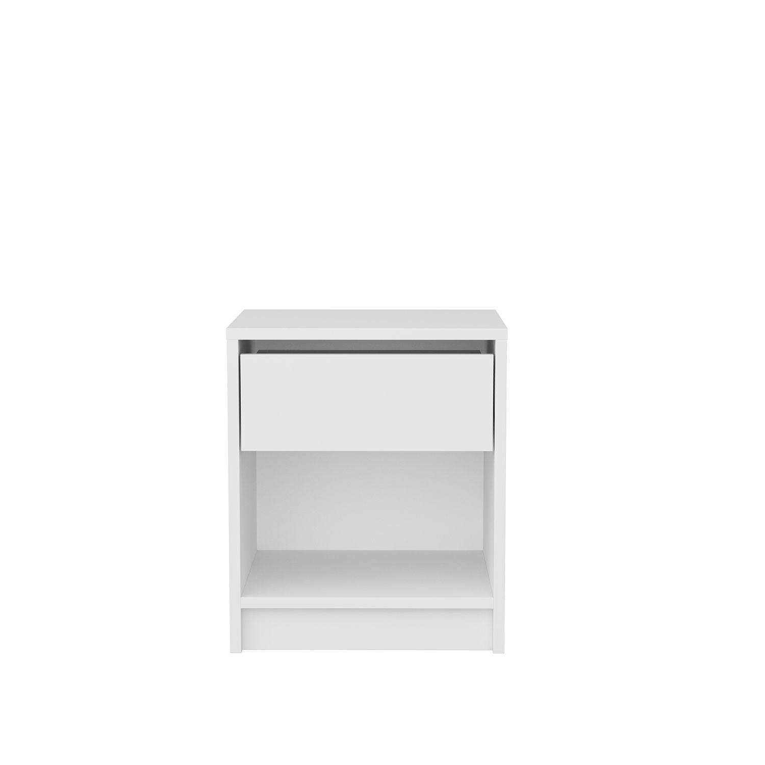 Mesa de Cabeceira Escandinava Branca, 44,6 x 35,9 x 52,8 cm | Painel de Partículas 100% Revestido em Melamina, 18 mm de Espessura | Elegante e Funcional para Quartos Modernos