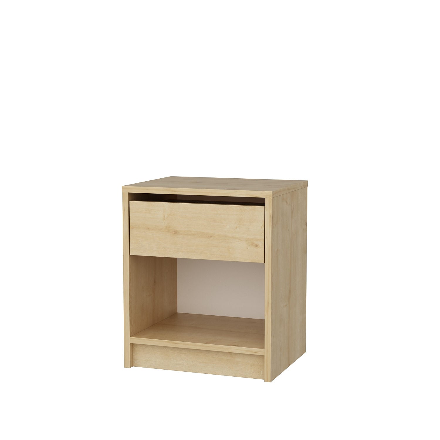 Mesa de Cabeceira em Carvalho Escandinavo, 44,6 x 35,9 x 52,8 cm | Painel de Partículas 100% Revestido em Melamina, 18 mm de Espessura | Elegante e Funcional para Decoração de Hotéis e Cabanas