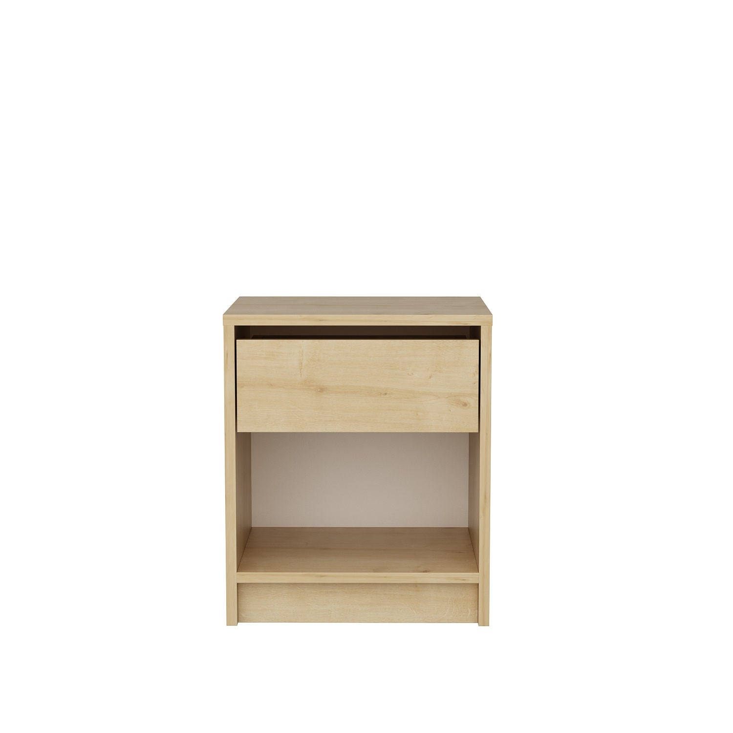 Mesa de Cabeceira em Carvalho Escandinavo, 44,6 x 35,9 x 52,8 cm | Painel de Partículas 100% Revestido em Melamina, 18 mm de Espessura | Elegante e Funcional para Decoração de Hotéis e Cabanas