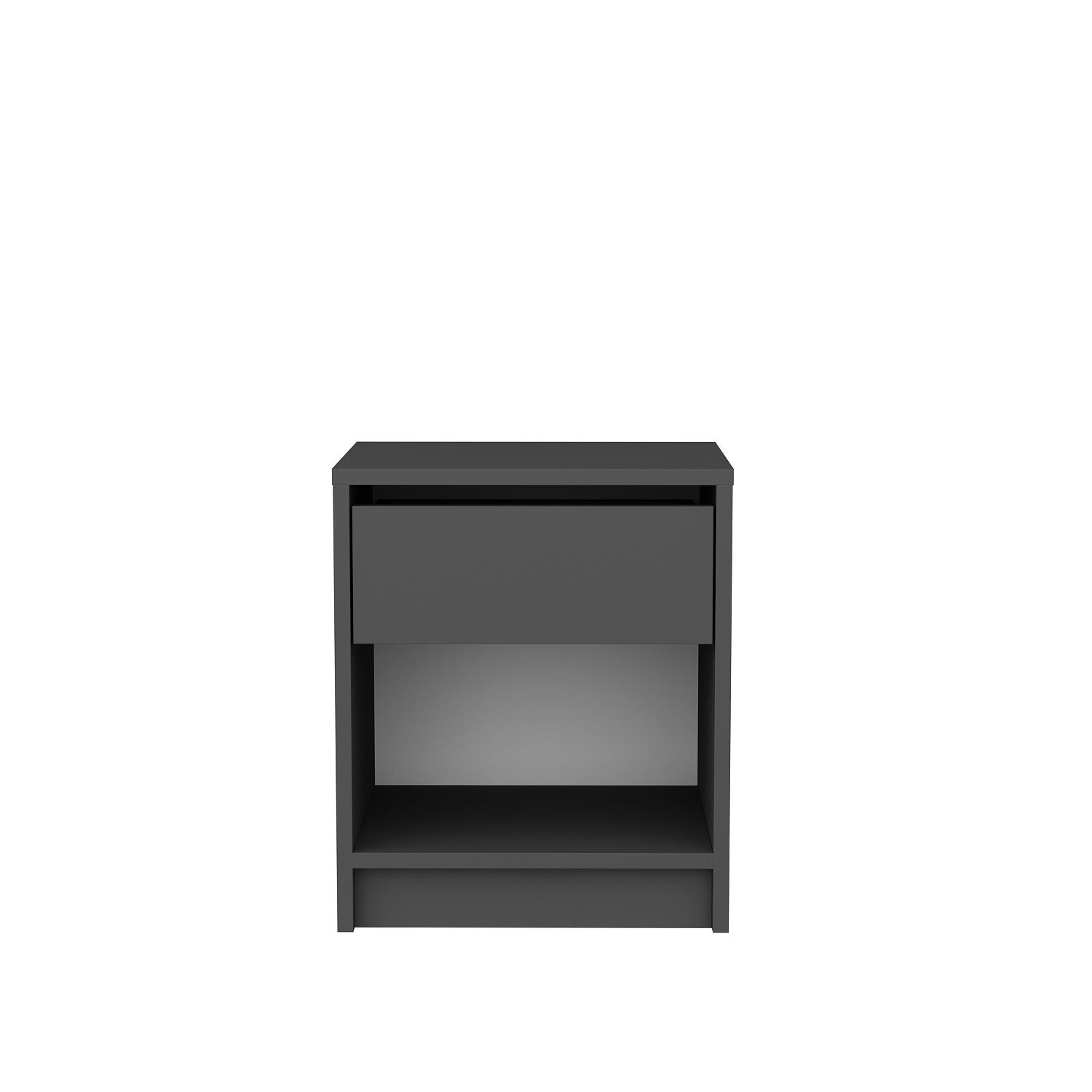 Mesa de Cabeceira Escandinava, Antracite, 44,6 x 35,9 x 52,8 cm | Painel de Partículas 100% Revestido em Melamina, 18 mm de Espessura | Elegante e Funcional para Quartos Modernos