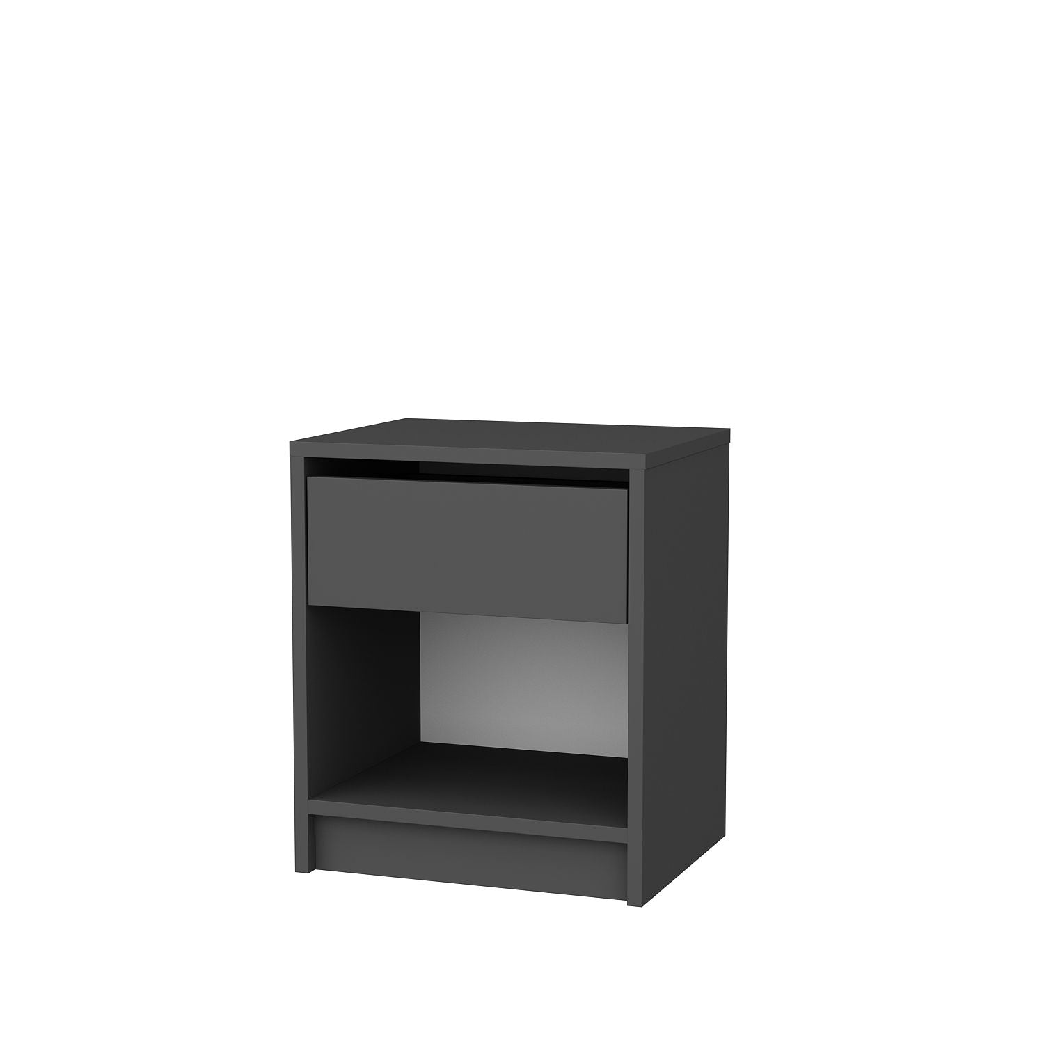 Mesa de Cabeceira Escandinava, Antracite, 44,6 x 35,9 x 52,8 cm | Painel de Partículas 100% Revestido em Melamina, 18 mm de Espessura | Elegante e Funcional para Quartos Modernos