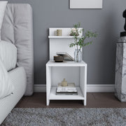 Mesa de Cabeceira Escandinava, Branca, 35,6 x 37,4 x 72 cm | Painel de Partículas 100% Revestido em Melamina, 18 mm de Espessura | Elegante e Funcional para Quartos Modernos