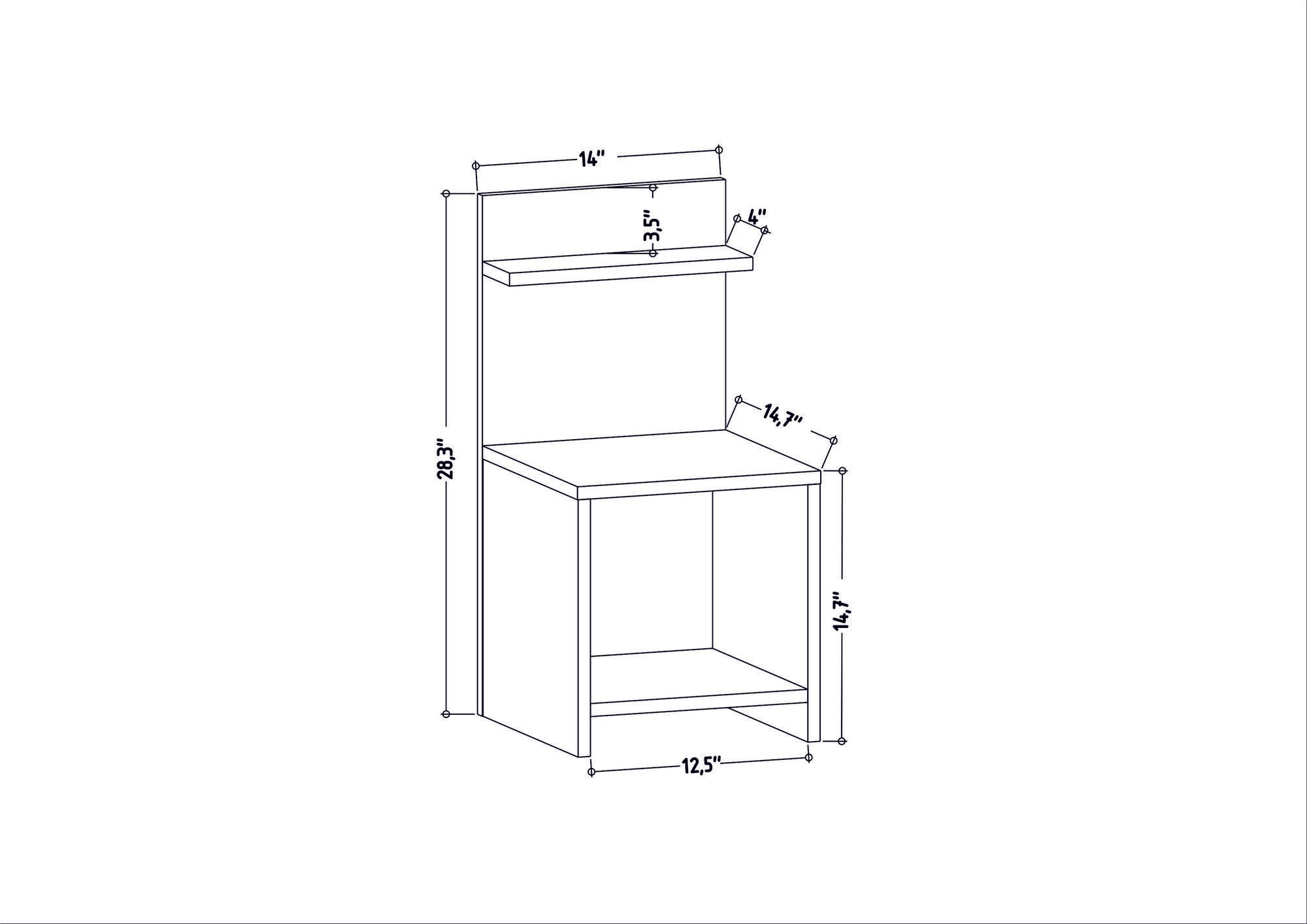 Mesa de Cabeceira Escandinava, Branca, 35,6 x 37,4 x 72 cm | Painel de Partículas 100% Revestido em Melamina, 18 mm de Espessura | Elegante e Funcional para Quartos Modernos