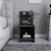 Mesa de Cabeceira Escandinava, Antracite, 35,6 x 37,4 x 72 cm | Painel de Partículas 100% Revestido em Melamina, 18 mm de Espessura | Elegante e Funcional para Quartos Modernos