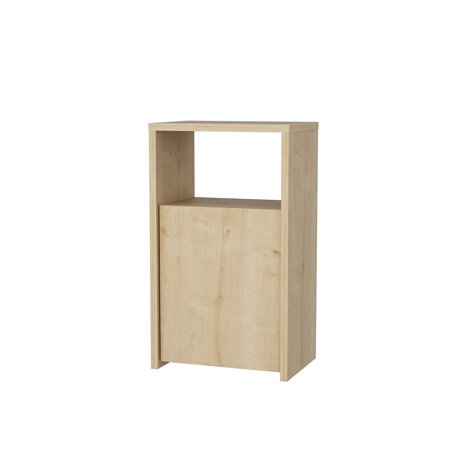 Mesa de Cabeceira em Carvalho Escandinavo, 36 x 25,3 x 61,4 cm | Painel de Partículas 100% Revestido em Melamina, 18 mm de Espessura | Elegante e Funcional para Decoração de Hotéis e Cabanas