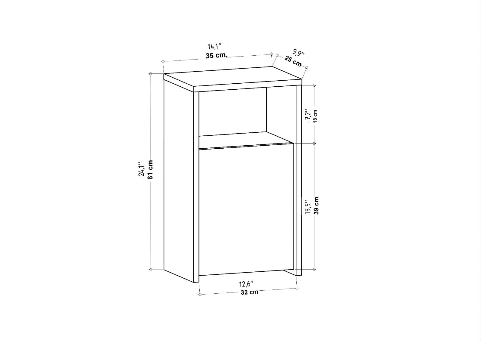 Mesa de Cabeceira Escandinava, Antracite, 36 x 25,3 x 61,4 cm | Painel de Partículas 100% Revestido em Melamina, 18 mm de Espessura | Elegante e Funcional para Quartos Modernos