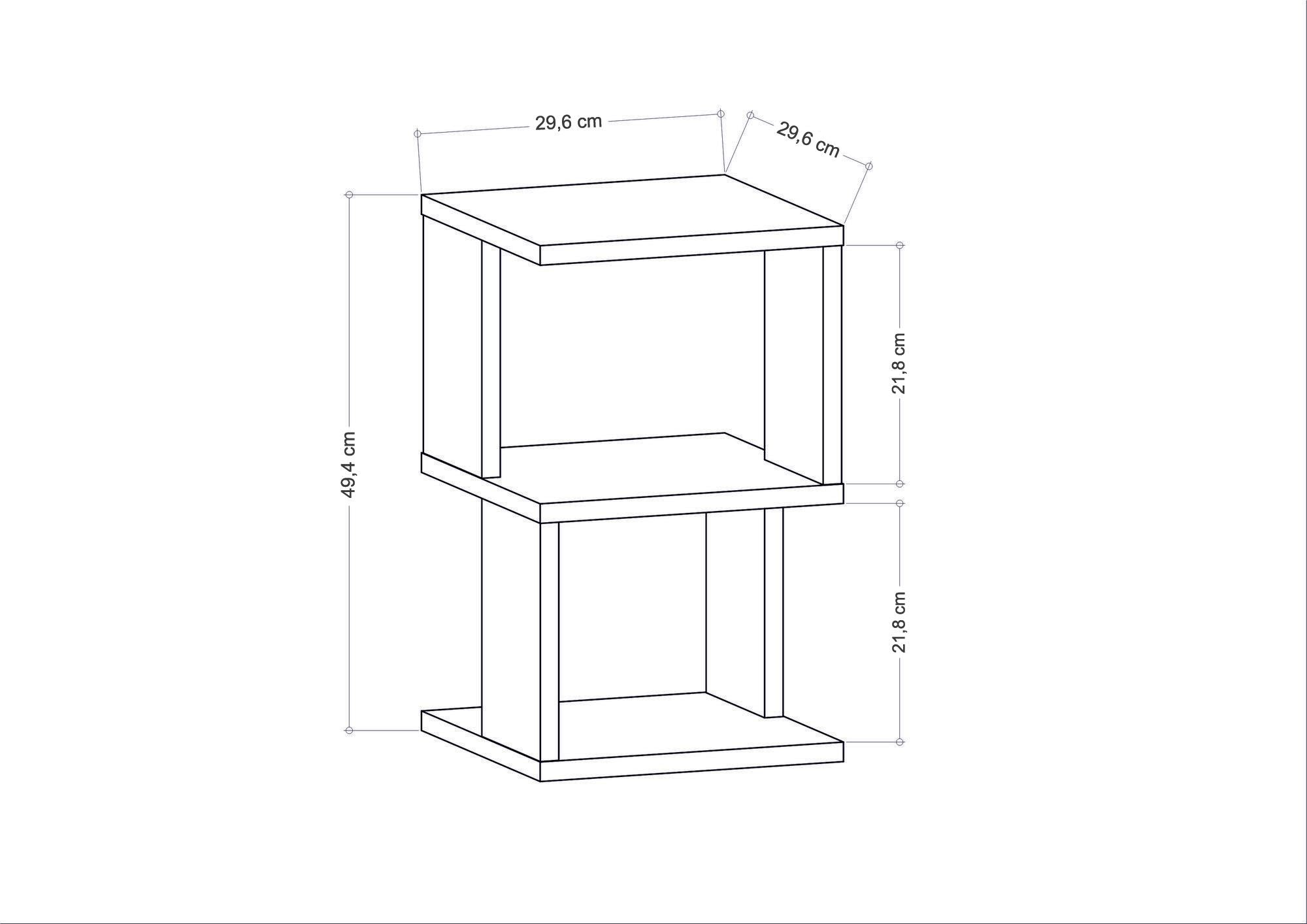 Mesa de Cabeceira Escandinava, Branca, 29,6 x 29,6 x 49,4 cm | Painel de Partículas 100% Revestido em Melamina, 18 mm de Espessura | Elegante e Funcional para Quartos Modernos