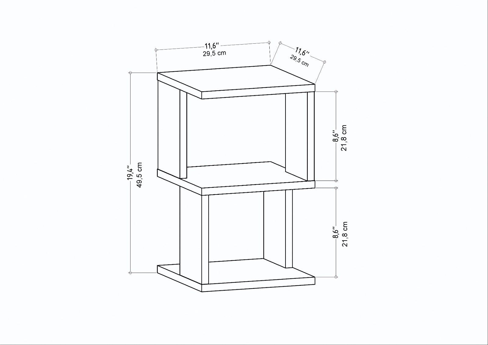 Mesa de Cabeceira Elegante em Carvalho, 29,6 x 29,6 x 49,4 cm | Painel de Partículas 100% Revestido em Melamina, 18 mm de Espessura | Perfeito para Decoração em Estilo Cabana/Lodge