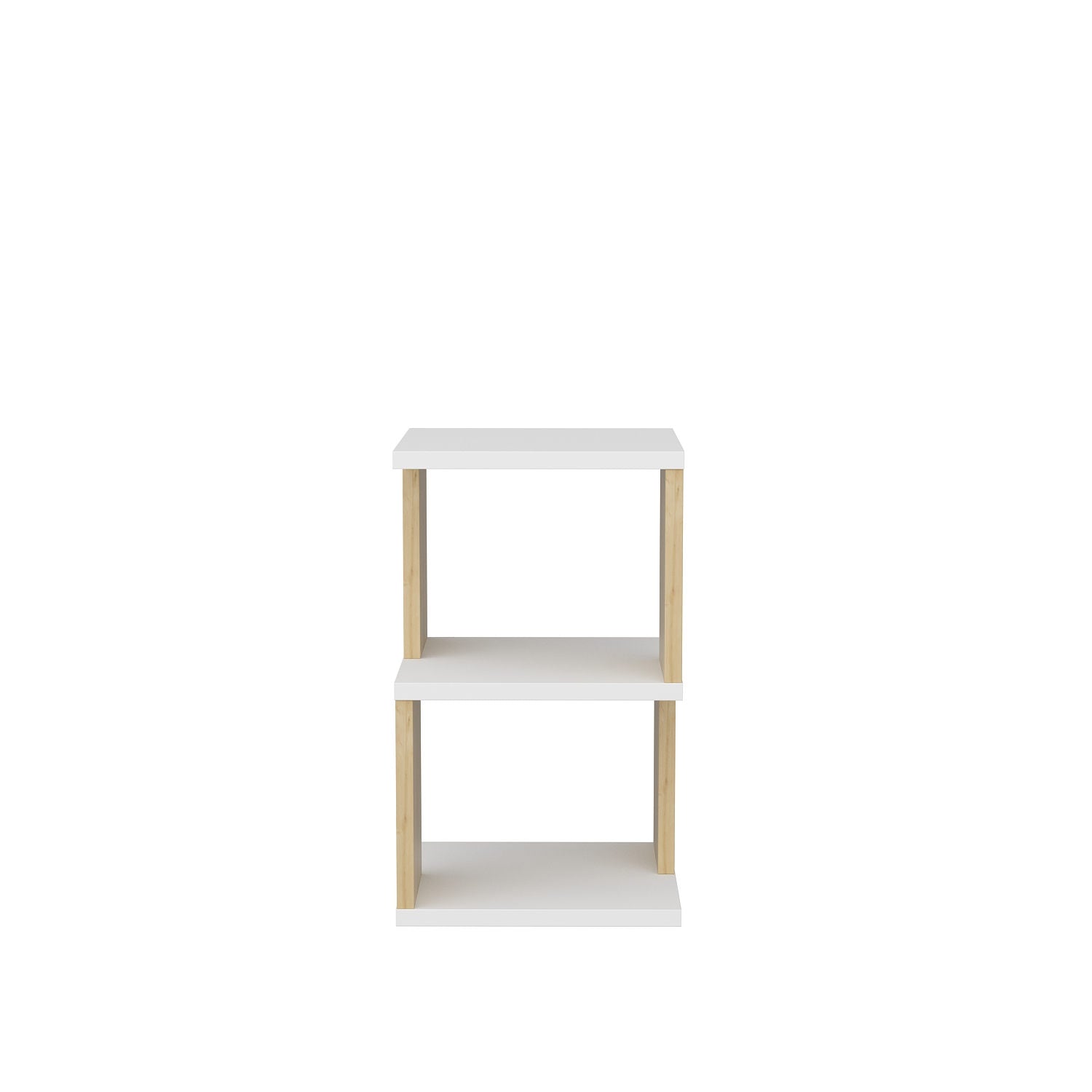 Mesa de Cabeceira Escandinava, Branca e Carvalho, 29,6 x 29,6 x 49,4 cm | Painel de Partículas 100% Revestido com Melamina, 18 mm de Espessura | Solução de Armazenamento Elegante e Funcional