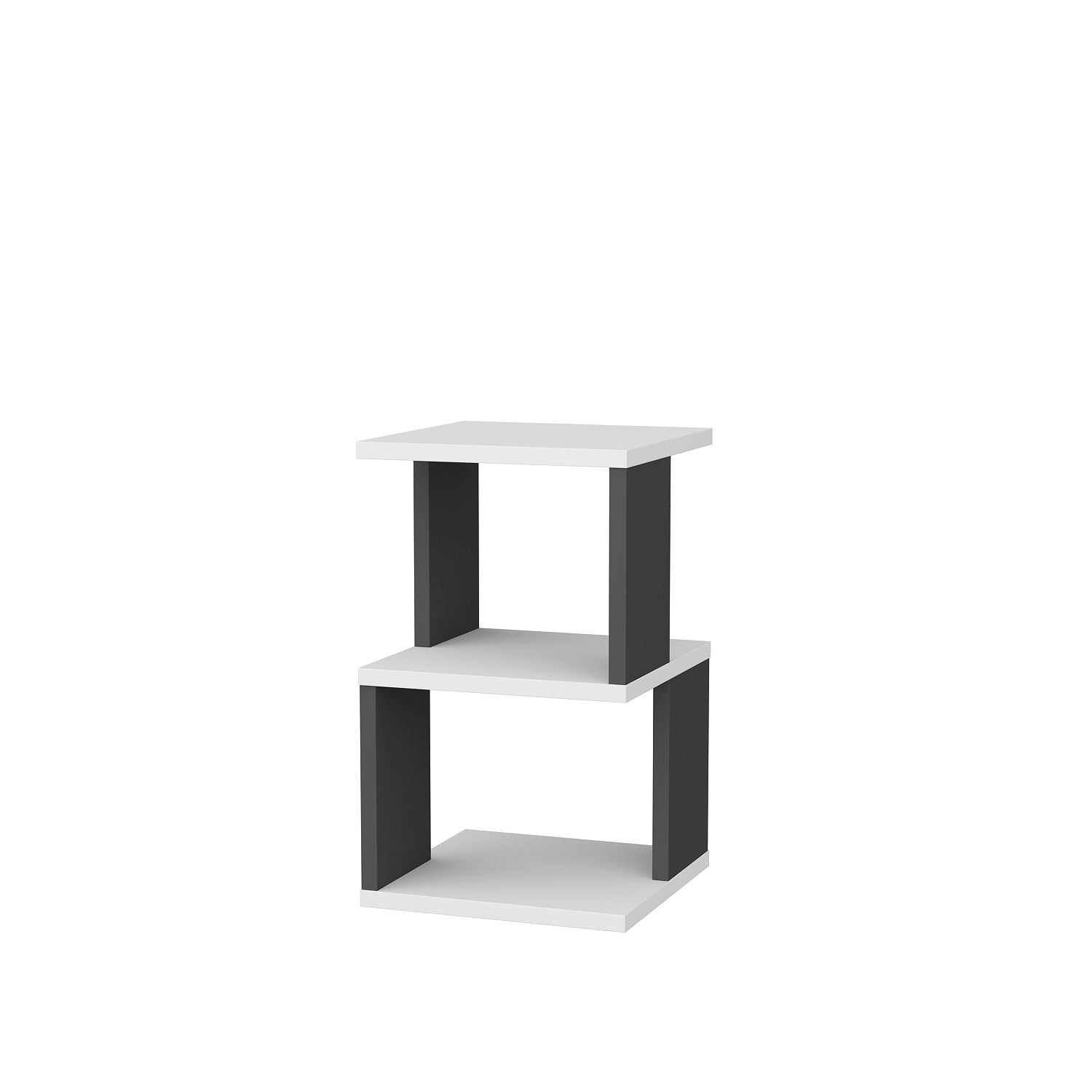 Mesa de Cabeceira Escandinava, Branca e Antracite, 29,6 x 29,6 x 49,4 cm | Painel de Partículas 100% Revestido com Melamina, 18 mm de Espessura | Solução de Armazenamento Elegante e Funcional