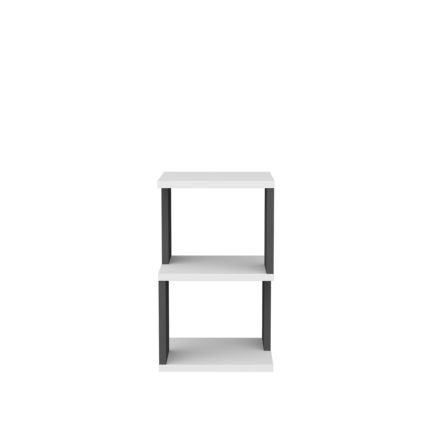 Mesa de Cabeceira Escandinava, Branca e Antracite, 29,6 x 29,6 x 49,4 cm | Painel de Partículas 100% Revestido com Melamina, 18 mm de Espessura | Solução de Armazenamento Elegante e Funcional