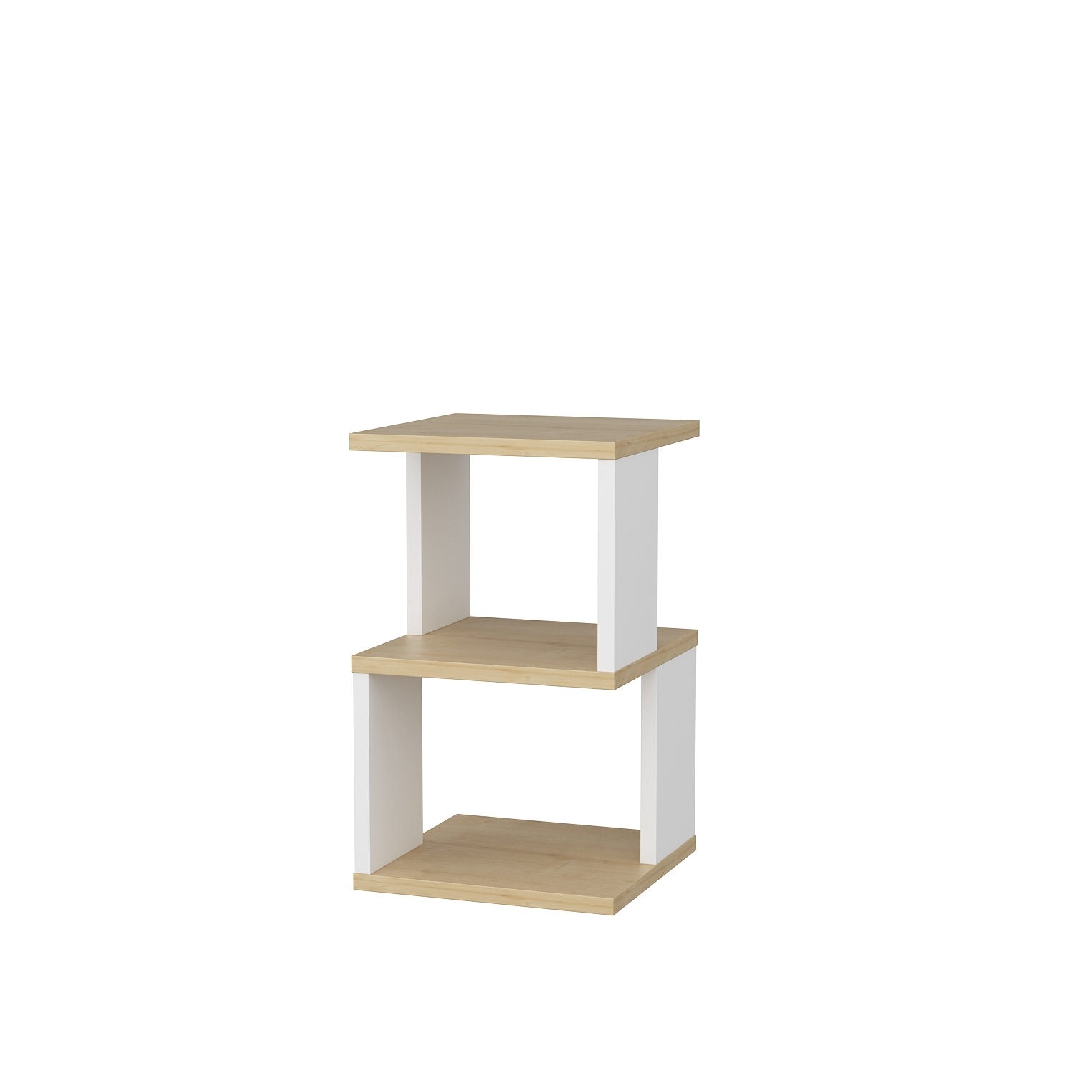 Mesa de Cabeceira Escandinava, Carvalho e Branco, 29,6 x 29,6 x 49,4 cm | Painel de Partículas 100% Revestido com Melamina, 18 mm de Espessura | Solução de Armazenamento Elegante e Funcional