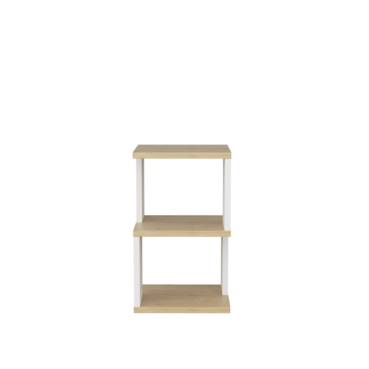 Mesa de Cabeceira Escandinava, Carvalho e Branco, 29,6 x 29,6 x 49,4 cm | Painel de Partículas 100% Revestido com Melamina, 18 mm de Espessura | Solução de Armazenamento Elegante e Funcional