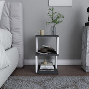 Mesa de Cabeceira Escandinava, Antracite e Branco, 29,6 x 29,6 x 49,4 cm | Painel de Partículas 100% Revestido com Melamina, 18 mm de Espessura | Solução de Armazenamento Elegante e Funcional