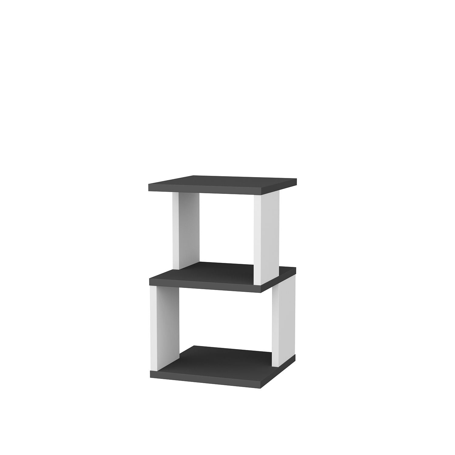 Mesa de Cabeceira Escandinava, Antracite e Branco, 29,6 x 29,6 x 49,4 cm | Painel de Partículas 100% Revestido com Melamina, 18 mm de Espessura | Solução de Armazenamento Elegante e Funcional