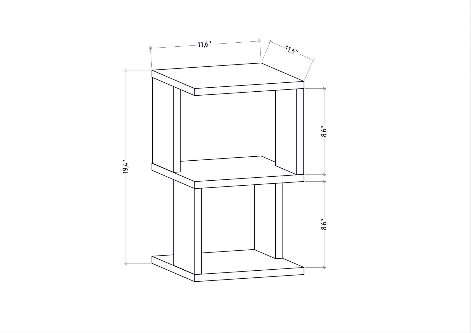 Mesa de Cabeceira Escandinava, Antracite e Branco, 29,6 x 29,6 x 49,4 cm | Painel de Partículas 100% Revestido com Melamina, 18 mm de Espessura | Solução de Armazenamento Elegante e Funcional