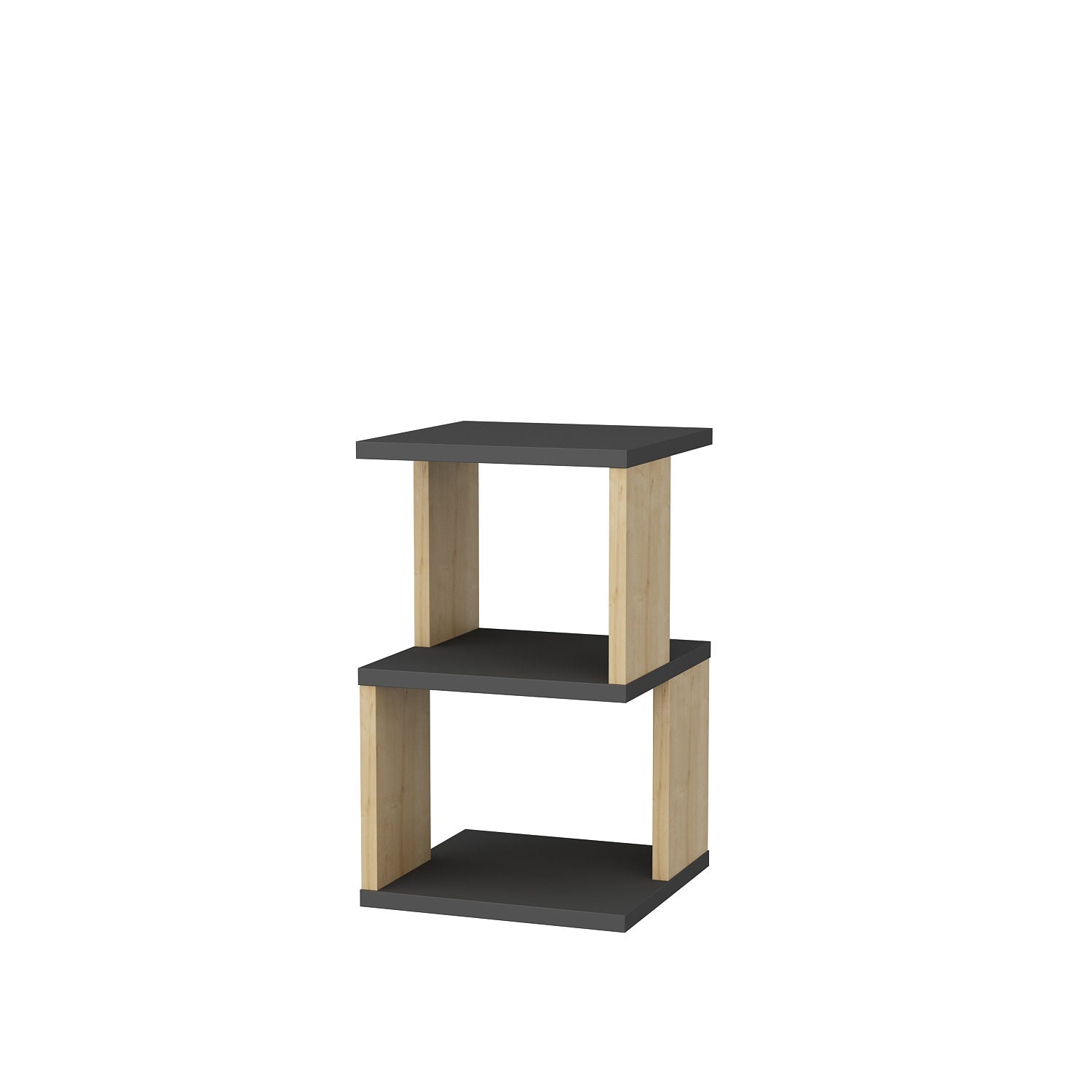 Mesa de Cabeceira Escandinava, Antracite e Carvalho, 29,6 x 29,6 x 49,4 cm | Painel de Partículas 100% Revestido com Melamina, 18 mm de Espessura | Solução de Armazenamento Elegante e Funcional